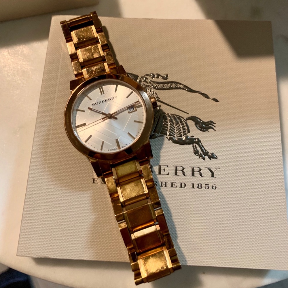 Burberry Rose Gold Watch-Silver Dial